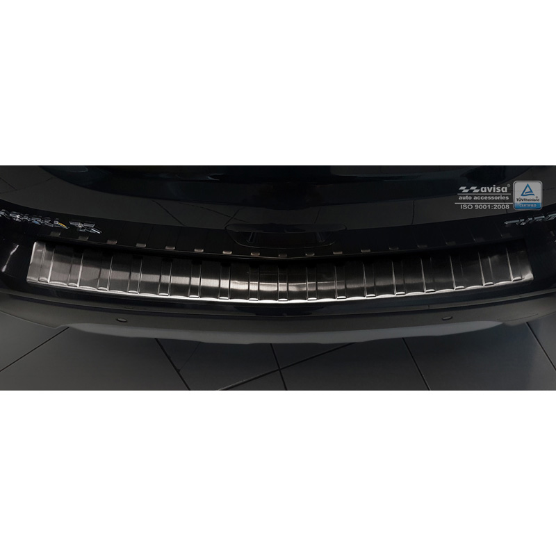 Protection de seuil arrière inox noir sur mesure pour Opel Mokka X 2016- 'Ribs'