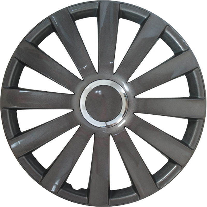 Jeu d'enjoliveurs Spyder 14-inch gun-metal + anneau chromé