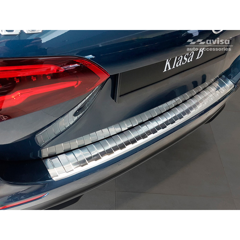 Protection de seuil arrière inox sur mesure pour Mercedes Classe-B W247 2018- incl. AMG 'Ribs'