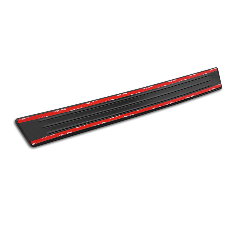 Seuils de portes inoxydable noir sur mesure pour Volvo S60 III & V60 II 2018- - 'Lines' - 4-pièces