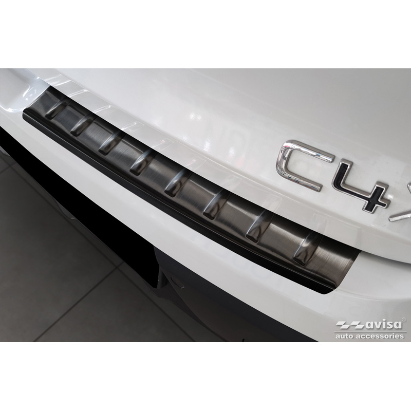 Protection de seuil arrière inox noir sur mesure pour Citroën C4 X 2023- 'Ribs' (2-pièces)