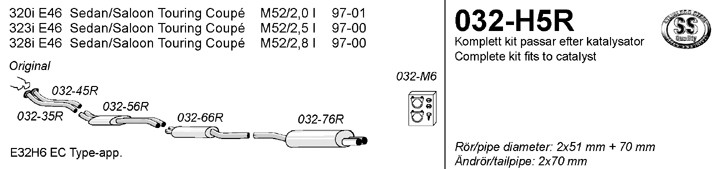 Simons Uitlaatsysteem af kat. BMW 3-serie E46 1999>