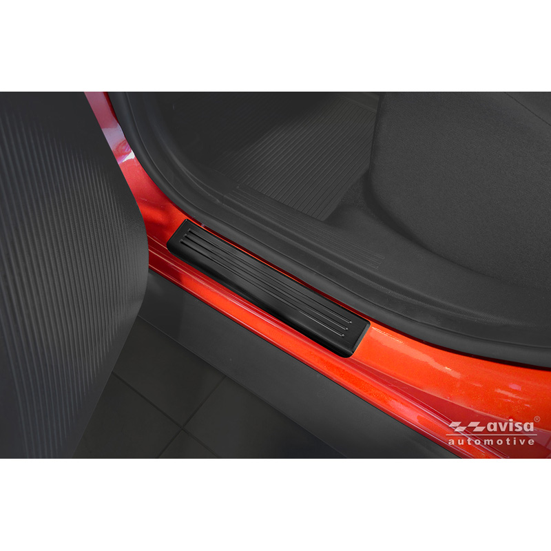 Avisa Seuils de portes inoxydable noir sur mesure pour Opel Frontera (EV) 2024- - 'Lines' - 4-pièces