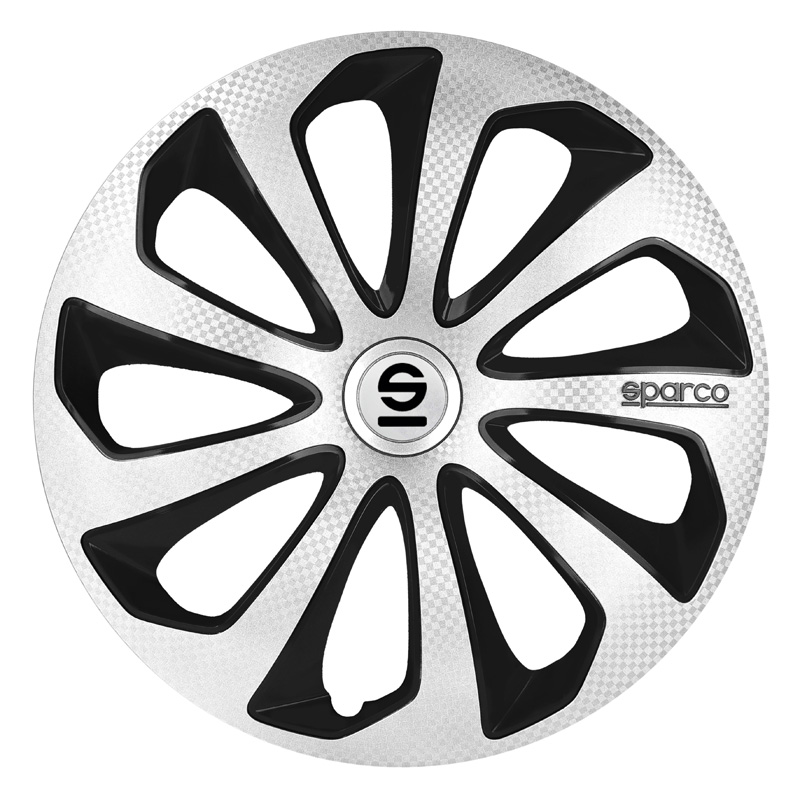Sparco Enjoliveurs Sicilia - 14-pouces - Argent/Noir/Carbone - Set de 4 pièces