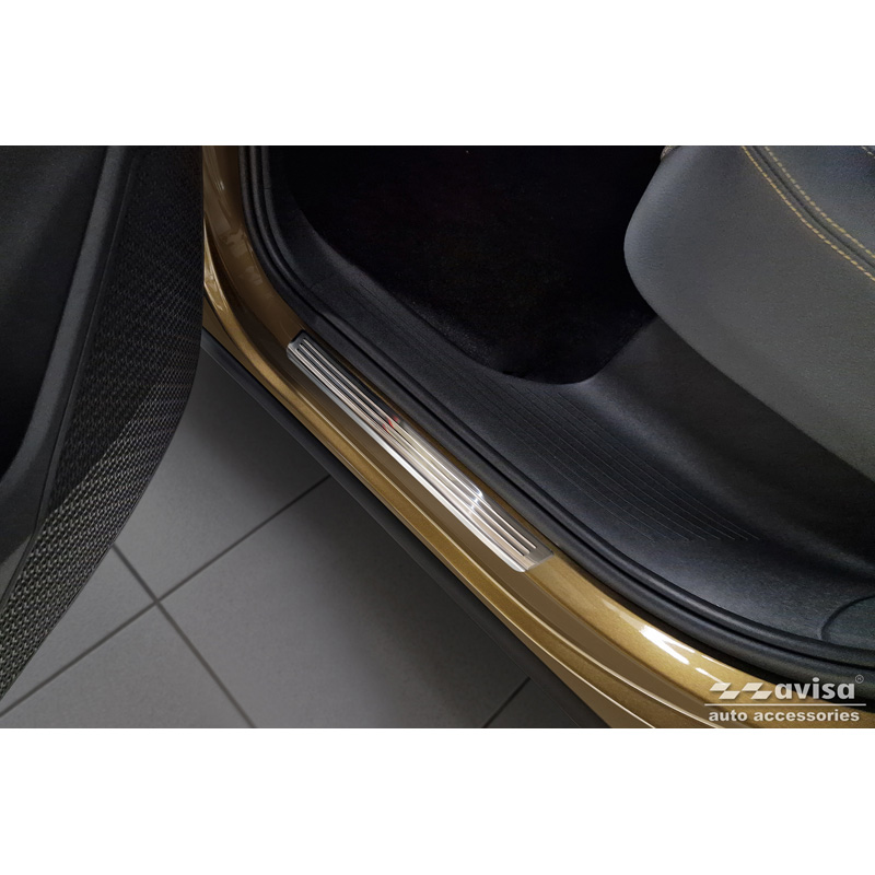 Avisa Seuils de portes inox sur mesure pour Skoda Kodiaq II (PS7) 2024- 'Lines' - 4-pièces