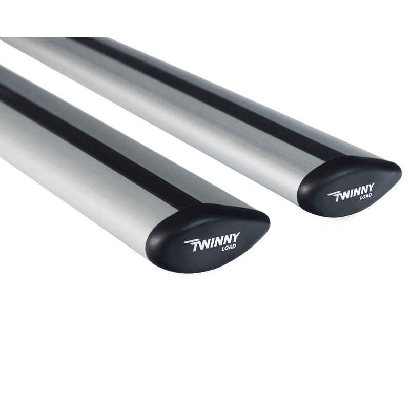 Jeu de barres de toit universelle Twinny Load Aluminium Fly Bar 124cm pour voitures avec barres longitudinales d'origine ouvertes et intégrées