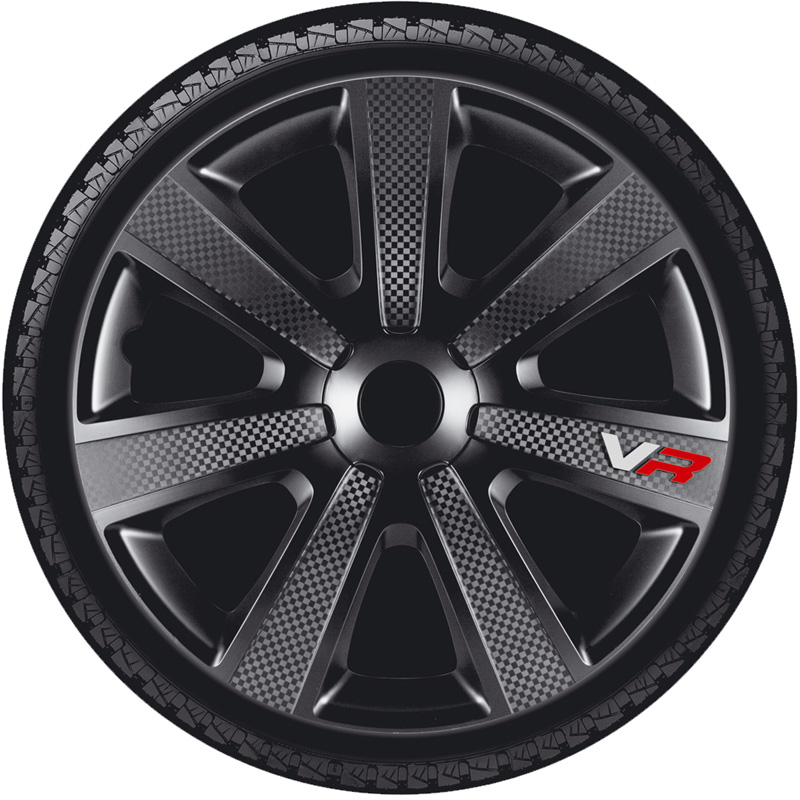 Jeu d'enjoliveurs VR 13-inch noir/look-carboné/logo