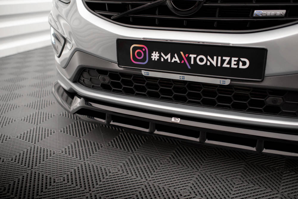 Voorspoiler Volvo XC60 R-Design Facelift 2013 - 2017 Maxton Glans Zwart
