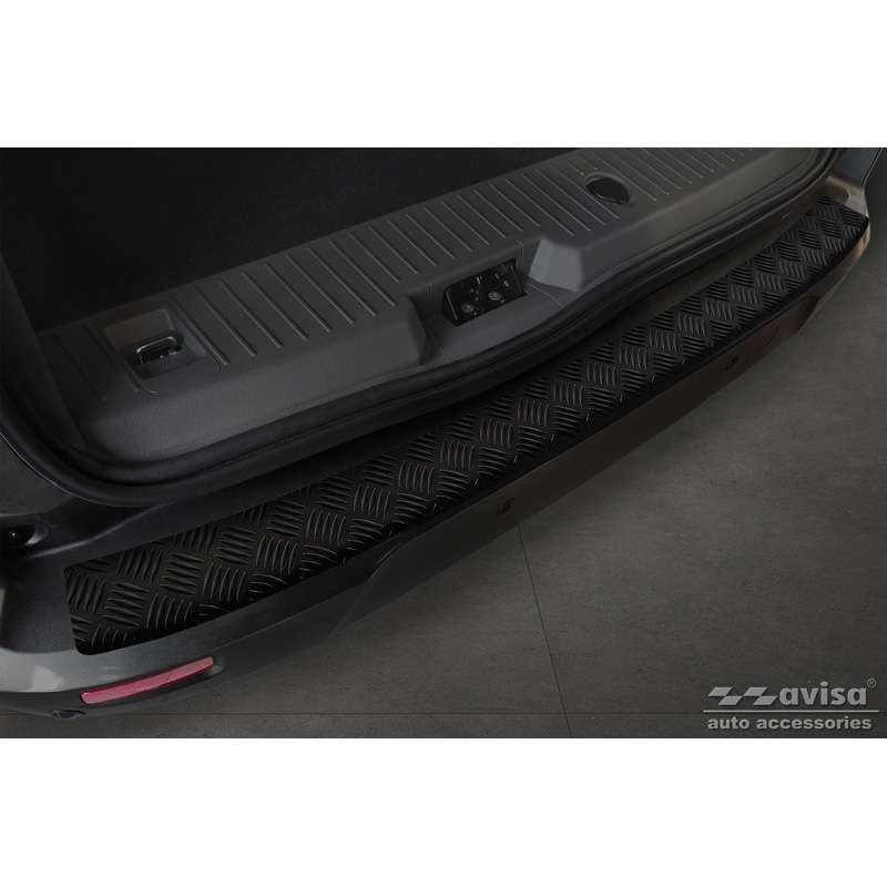 Protection de seuil arrière en aluminium noir mat sur mesure pour Ford Tourneo Connect/Transit Connect 2014-2017 & FL 2017-2022 'Riffled Plate'