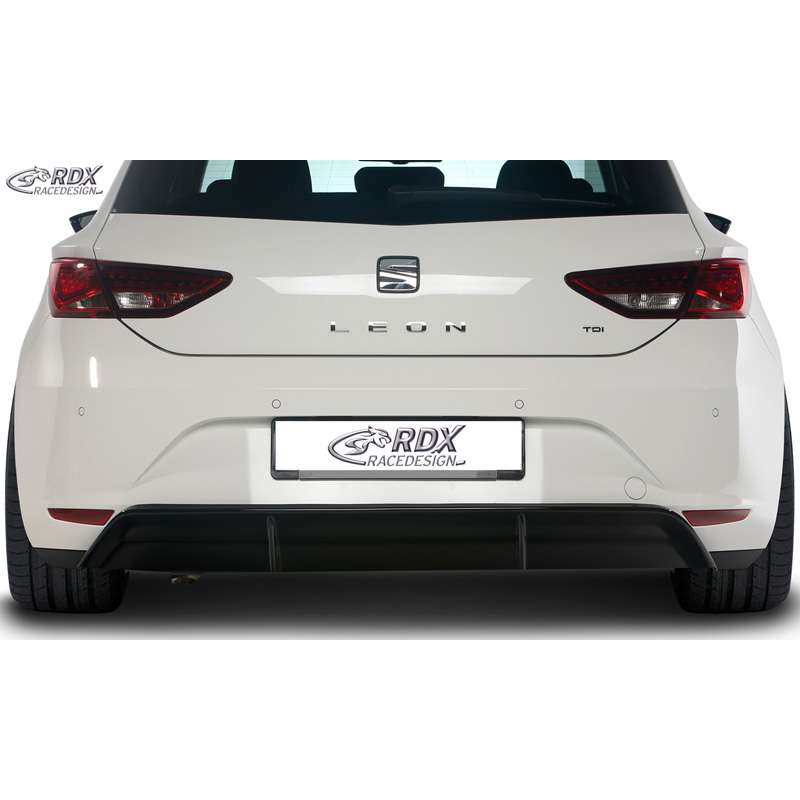 Jupe arrière 'Diffuseur' sur mesure pour Seat Leon 5F SC/5-portes 2013-2017 excl. ST/FR/Cupra (ABS noir luisant)