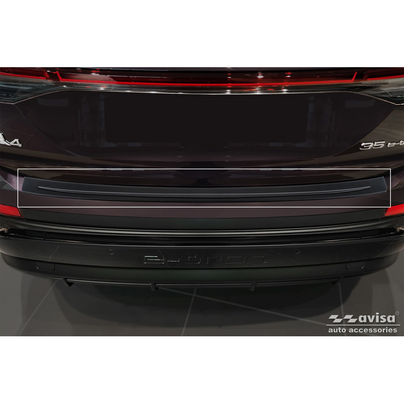 Avisa Protection de seuil arrière inox noir mat sur mesure pour Audi Q4 e-tron (F4B) & Q4 e-tron Sportback (F4N) 2021- 'Ribs'