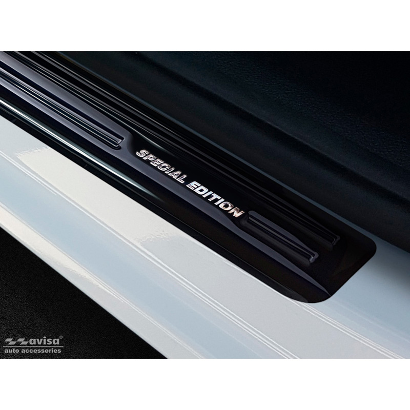 Seuils de portes inox noir sur mesure pour Peugeot 508 II Sedan/SW 2019- 'Special Edition' - 4-pièces