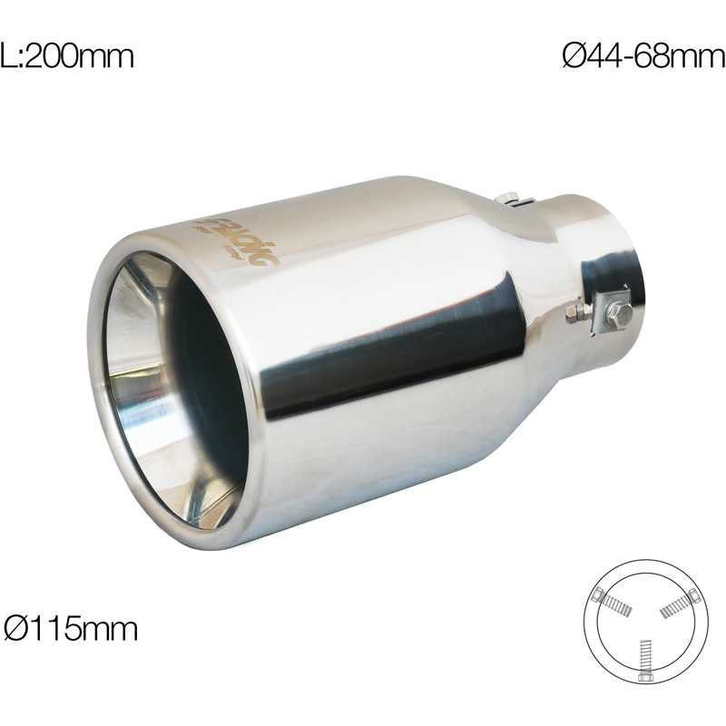 Simoni Racing Embout d'Échappement Rond Inox - Ø115xL200mm - Montage 44-68mm