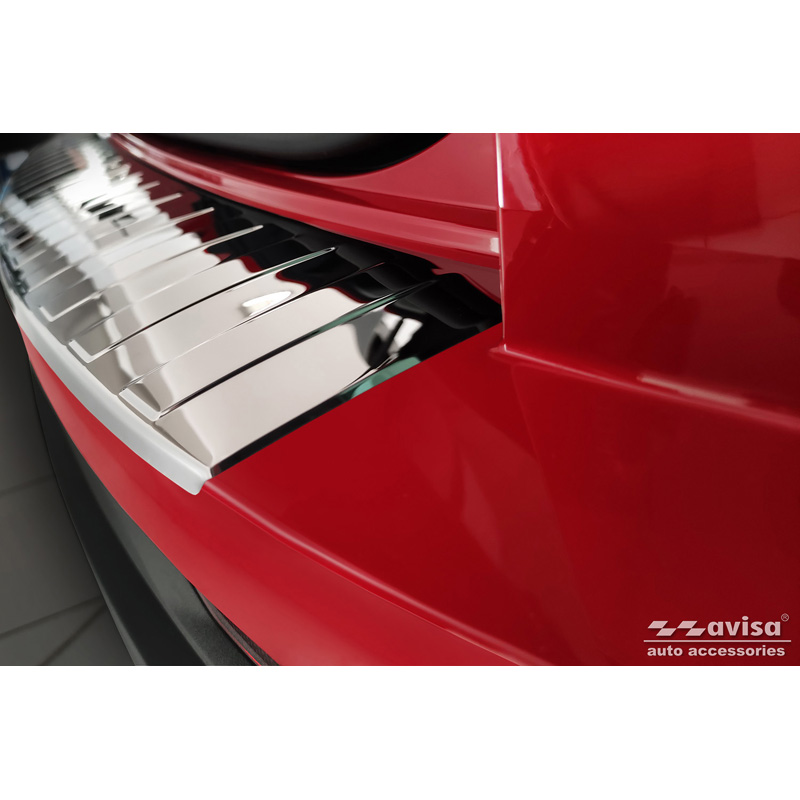 Protection de seuil arrière inox Chrome sur mesure pour Skoda Karoq Facelift incl. Sportline 2022- 'Ribs'