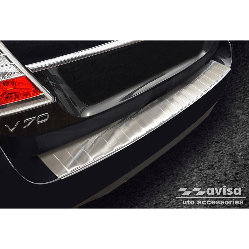 Protection de seuil arrière inox sur mesure pour Volvo V70 Facelift 2013-2016 'Ribs'