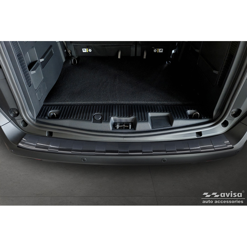 Protection de seuil arrière inox noir sur mesure pour Ford Tourneo Courier II / Transit Courier II 2023- 'Ribs'