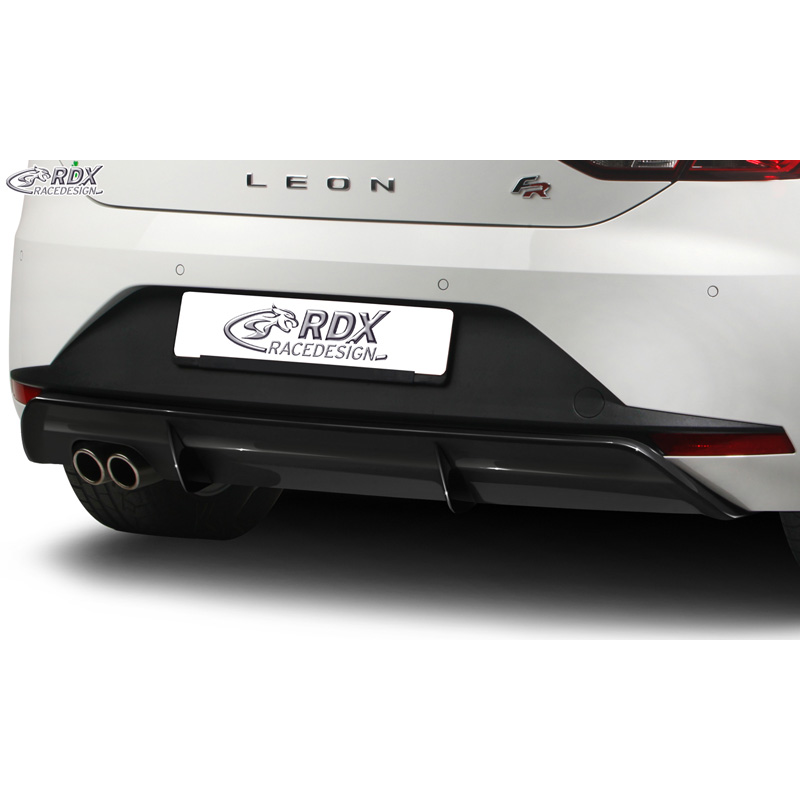 Jupe arrière 'Diffuseur' sur mesure pour Seat Leon 5F FR SC/5-portes 2013-2017 excl. ST/Cupra (ABS noir luisant)