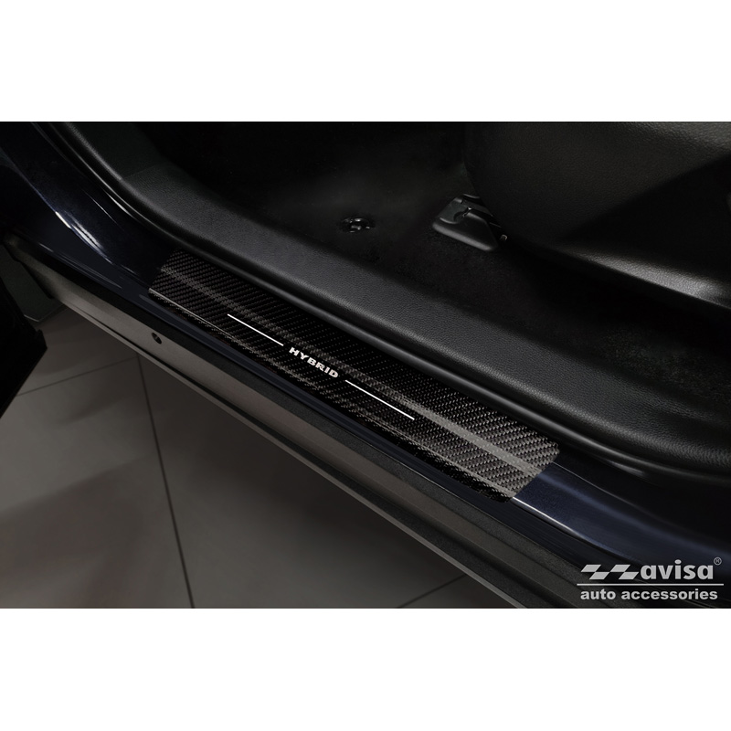Seuils de portes carboné 3D noir sur mesure pour Toyota RAV-4 (5th Gen) 2018- & Suzuki Across 2022- 'Hybrid' 2-pièces