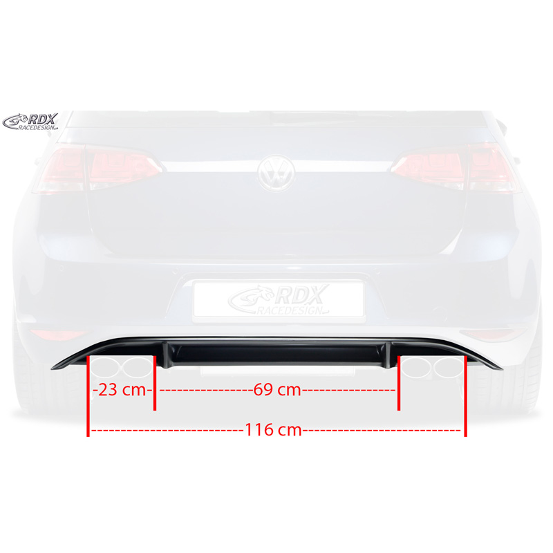 Jupe arrière 'Diffuseur' sur mesure pour Volkswagen Golf VII HB 3/5-portes 2012- 'R-Look' excl. GTi/GTD (PUR)