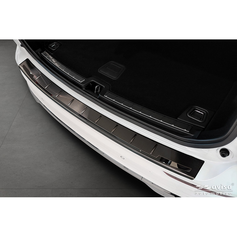 Avisa Protection de seuil arrière inox noir sur mesure pour Volvo XC60 II 2017-2021 & Facelift 2021- incl. R-Design & Plug-in-Hybrid 'Shadow Premium'
