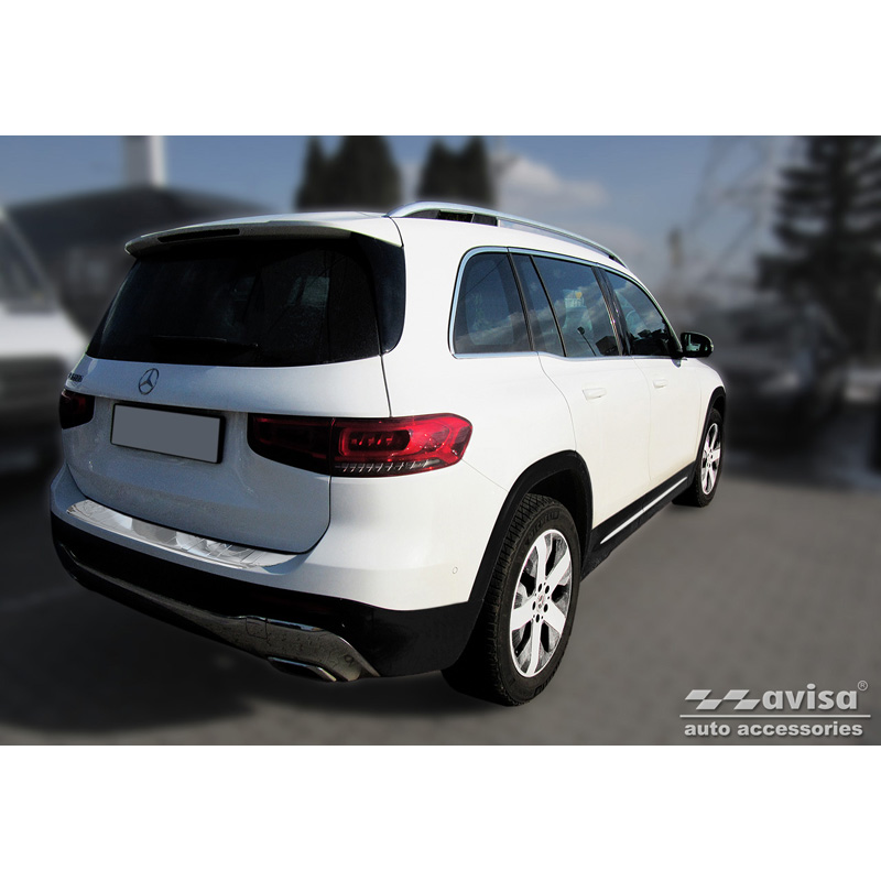 Protection de seuil arrière inox sur mesure pour Mercedes GLB (X247) incl. AMG 2019- 'Ribs'