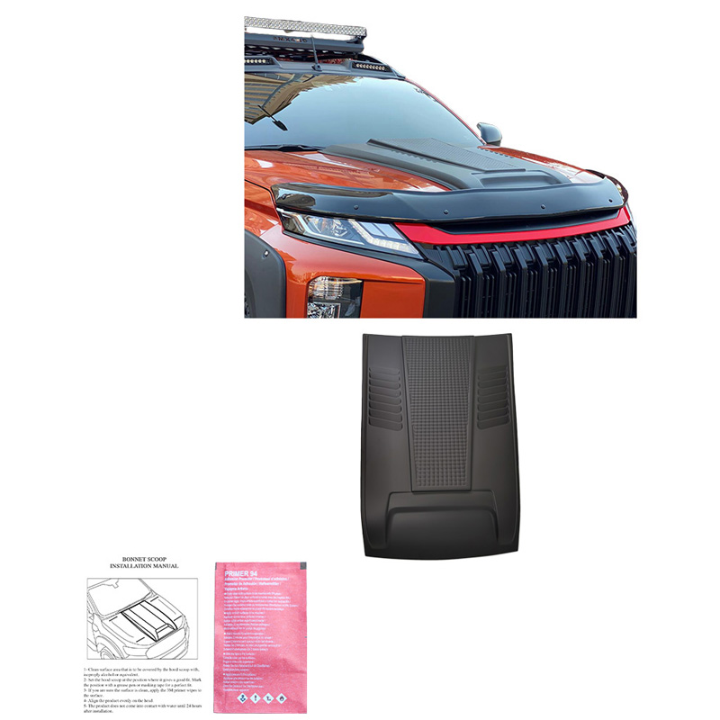 Écope de capot sur mesure pour Mitsubishi L200 Triton 6 2019- - Noir mat
