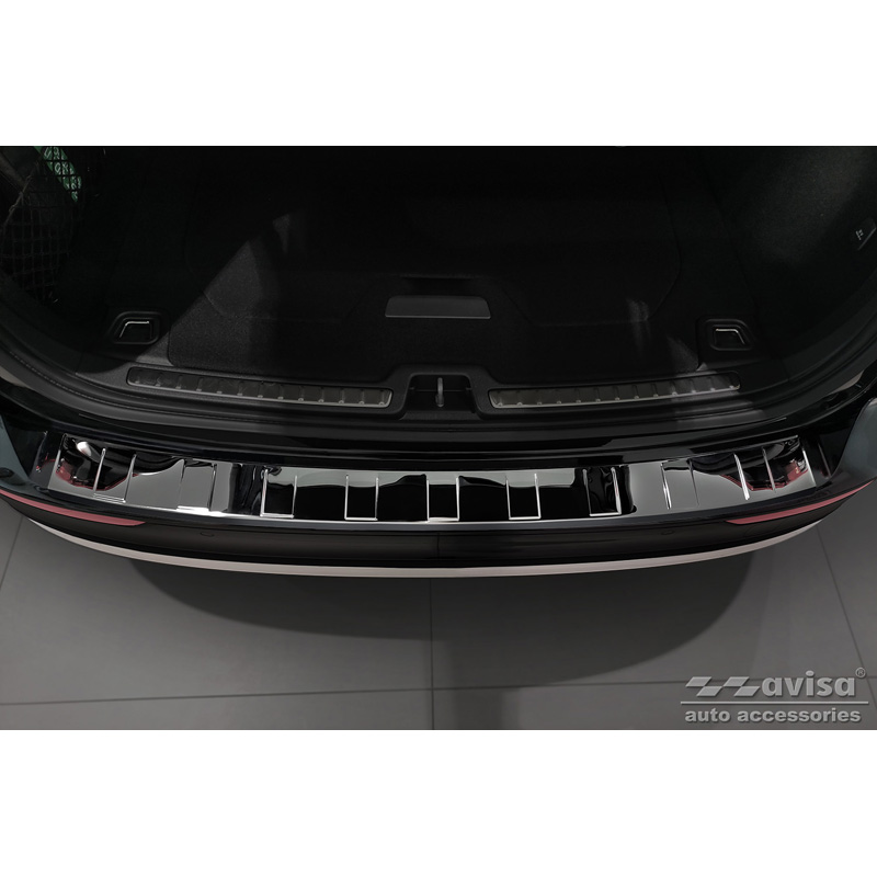 Protection de seuil arrière inox Chrome Noir sur mesure pour Volvo V60 II / V60 II Cross Country 2018- & V60 II Plug- In Hybrid / R-Design 2019- 'Ribs'