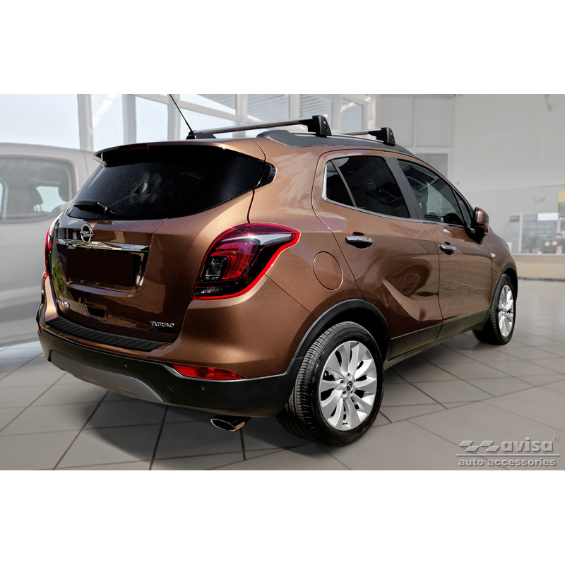 Protection de seuil arrière inox noir mat sur mesure pour Opel Mokka X 2016- 'Ribs'