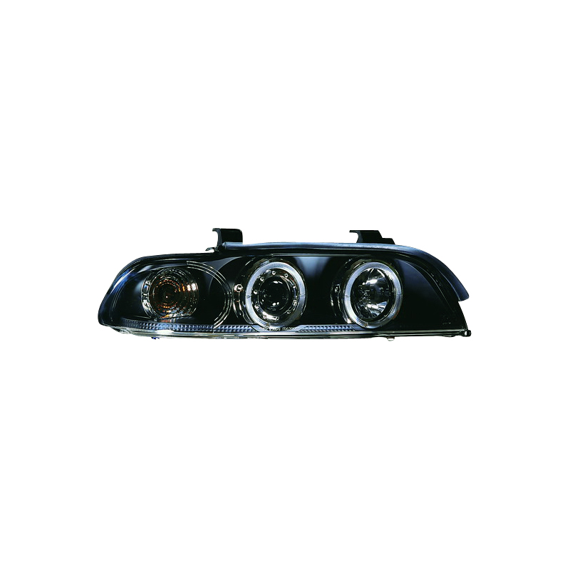 Set de Phares sur mesure pour BMW Série 5 E39 1996-2003 - Noir - incl. anneaux Angel-Eyes & Moteur de Réglage