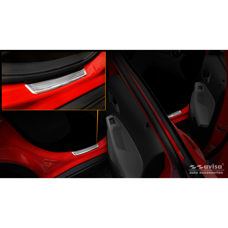 Seuils de portes inoxydable sur mesure pour Mercedes GLA I (X156) 2013-2020 & GLA II (H247) 2020- - 2-pièces (portes arrières)