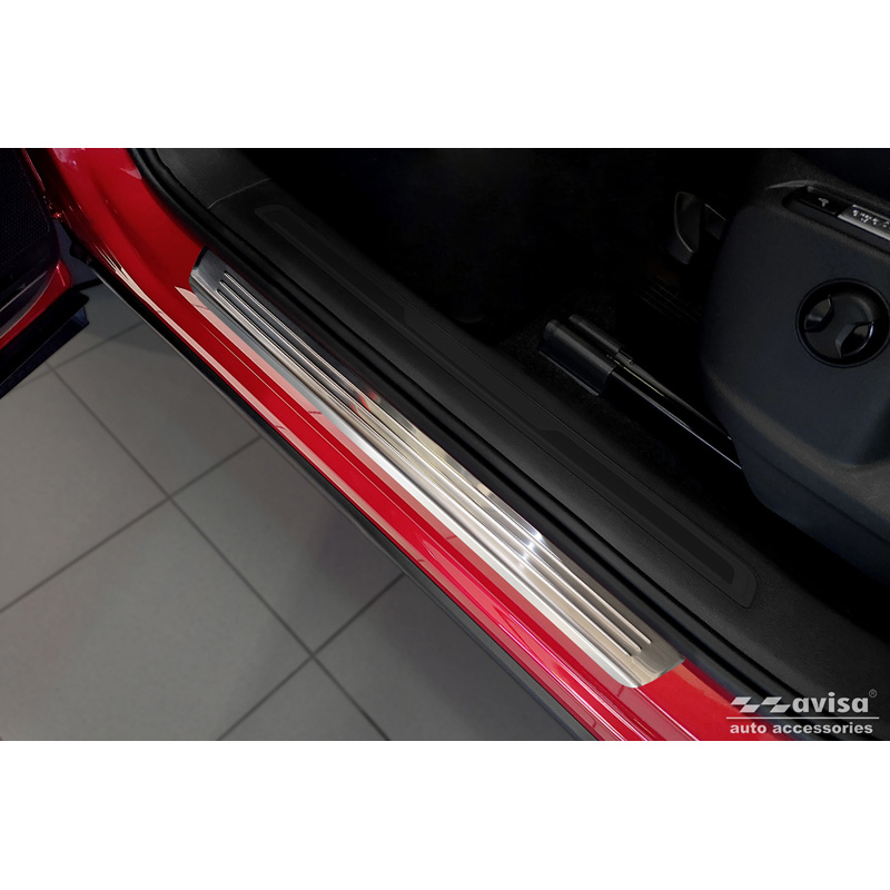 Seuils de portes inoxydable sur mesure pour Volkswagen Tiguan II 2016-2020 & FL 2020- incl. Allspace 2017-2020 & FL 2020-2024 - 'Lines' - 4-pièces