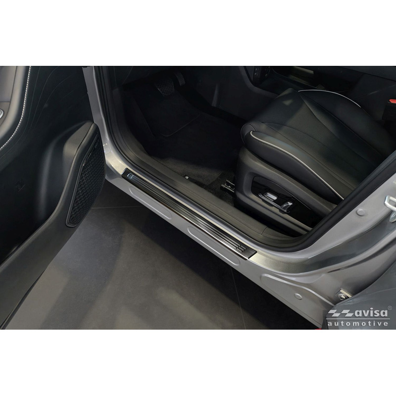 Avisa Seuils de portes inox noir sur mesure pour Omoda 5 2024- - 'Lines' - 4-pièces