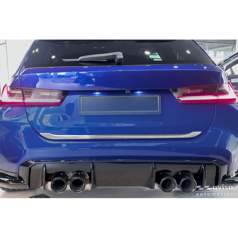 Avisa Revêtement d'habillage du hayon du coffre inox brossé sur mesure pour BMW Série 3 Touring (G21) M-Sport Facelift 2022-