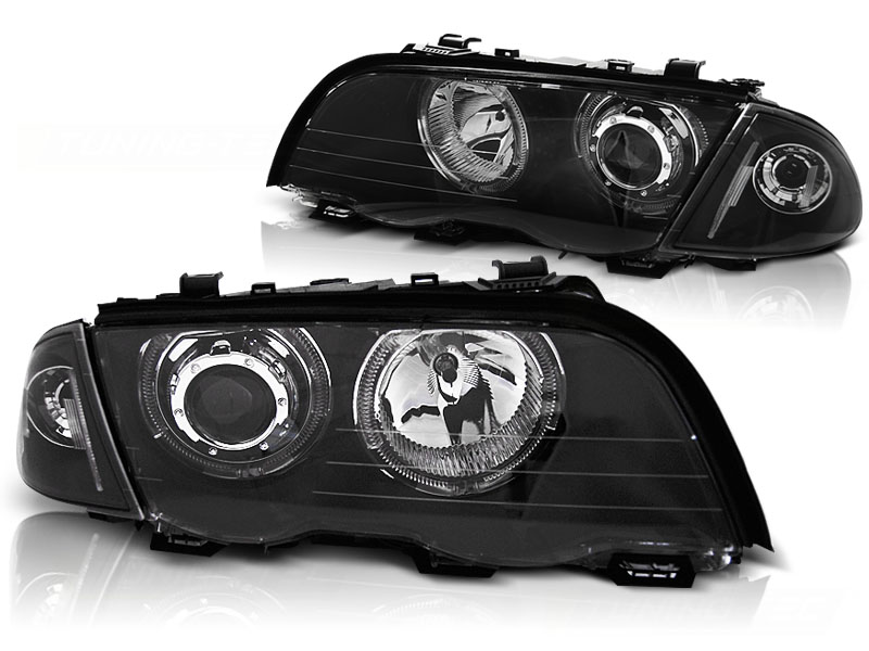 Phares pour les BMW E46 4 door 98-01. Angel Eyes noire