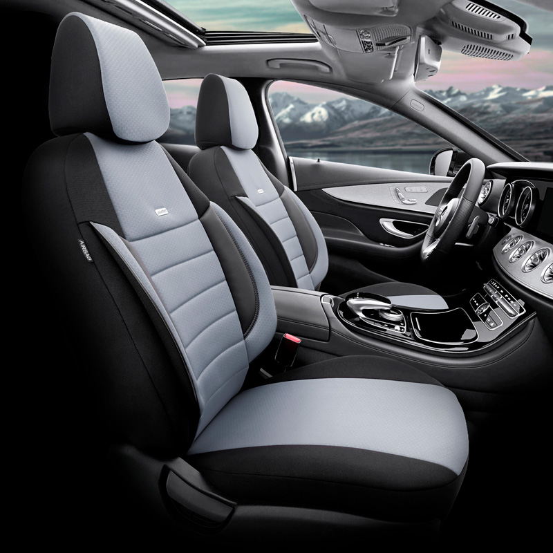 otoM Housse de sièges universel en textile 'SelectedFit Pro' Noir/Gris - 11-pièces - adapté aux Side-Airbags