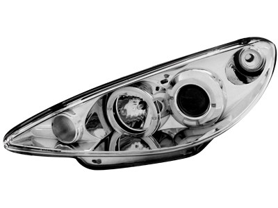 Phares Peugeot 206 02-.. / S16 99-.. Angel Eyes chrome