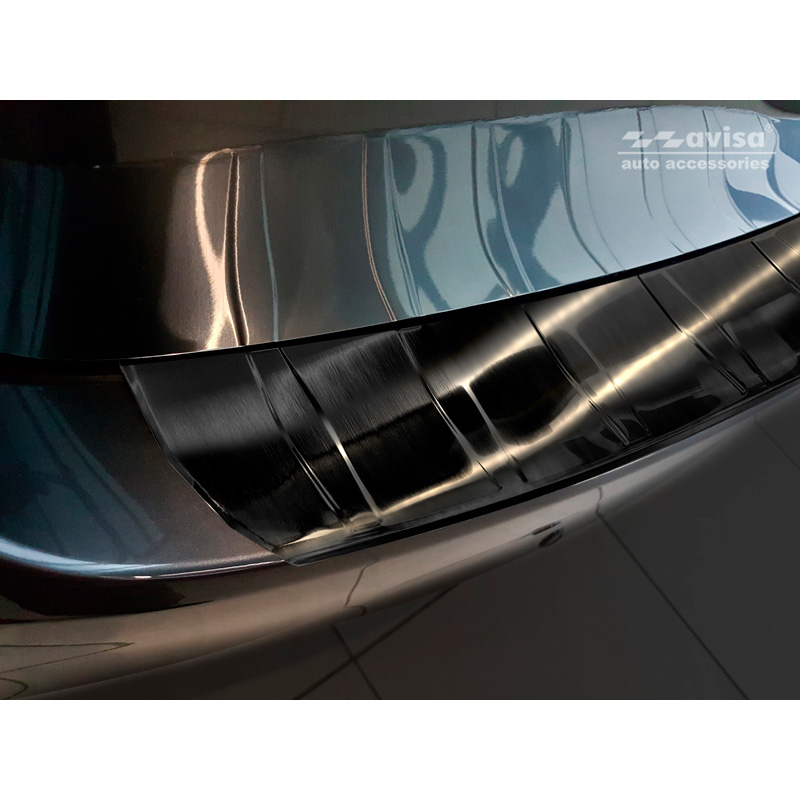 Protection de seuil arrière inox noir sur mesure pour Mazda 6 III (GJ) Combi 2012- 'Ribs' 'Long'