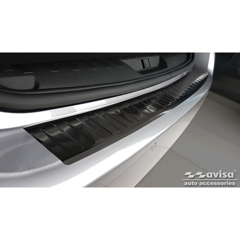 Protection de seuil arrière inox noir sur mesure pour Peugeot 308 II SW 2013-2017 & Facelift 2017-2021 'Ribs'