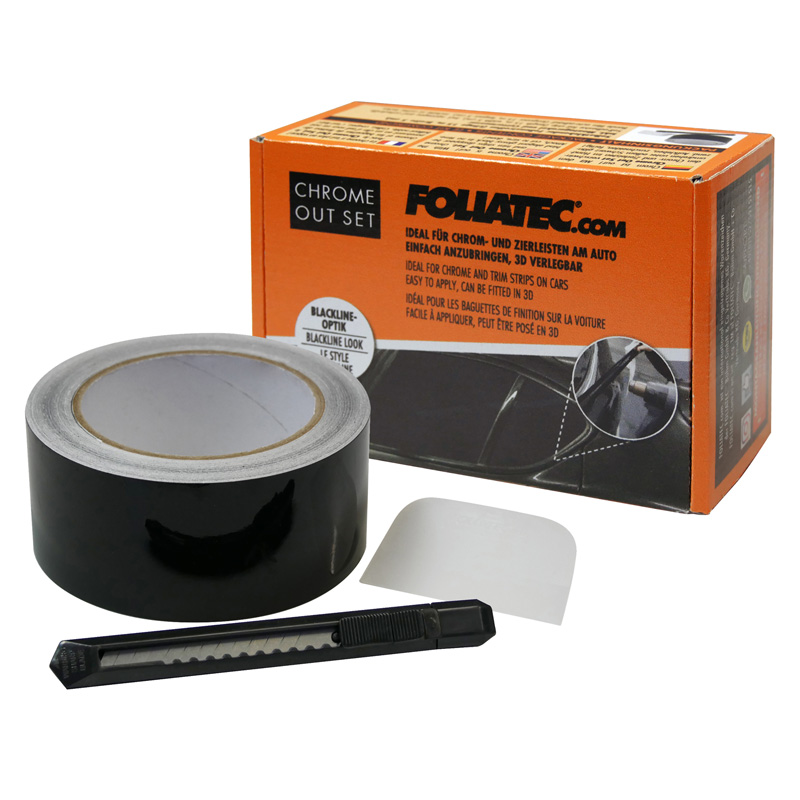 Foliatec Set 'Chrome Out' Noir Luisant - Bande de feuille 5cm x 15m