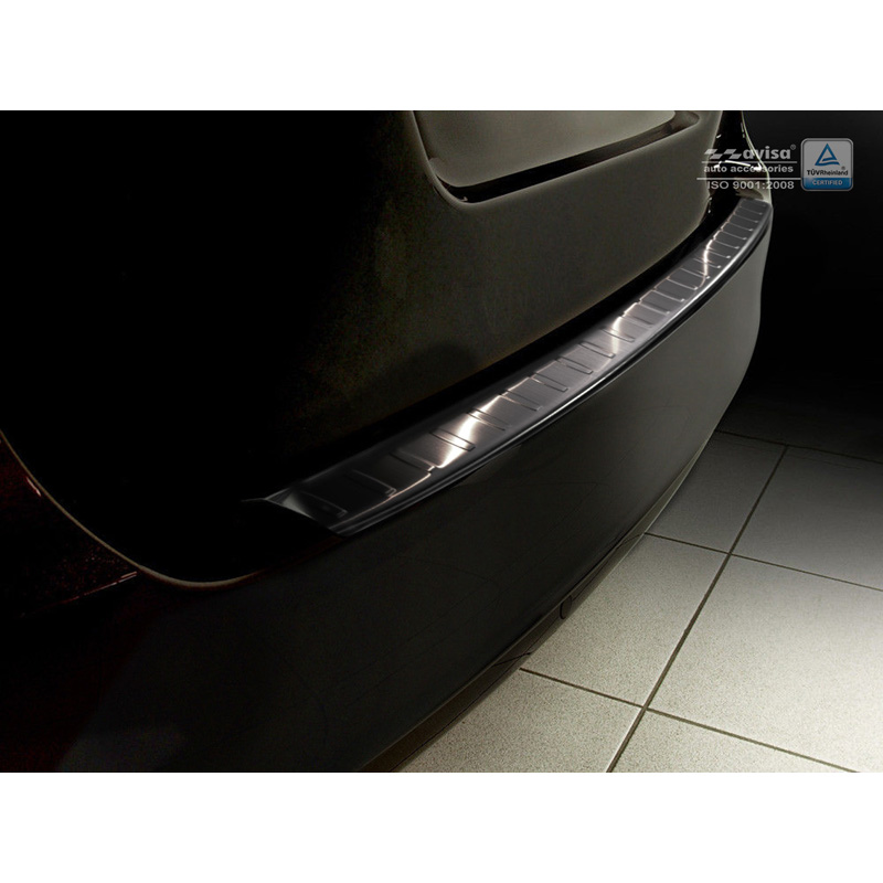 Protection de seuil arrière inox noir sur mesure pour Skoda Superb Kombi 2009-2013 'Ribs'