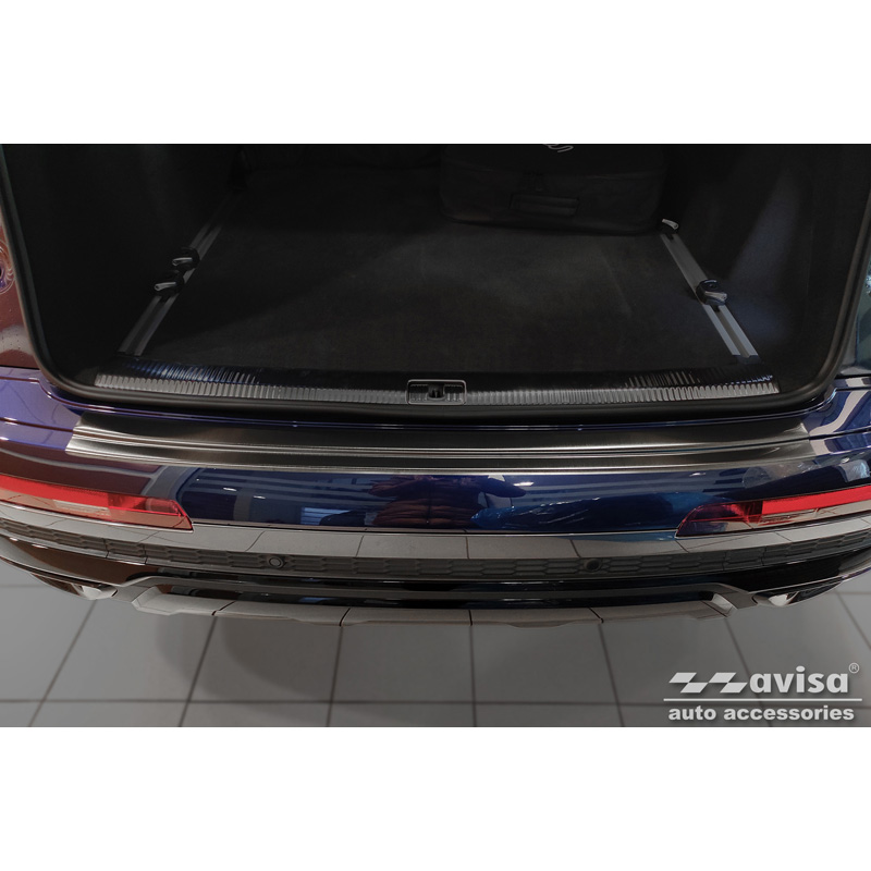 Protection de seuil arrière inox noir sur mesure pour Audi Q7 (4M) 2015-2019 & FL 2019- incl. S-Line
