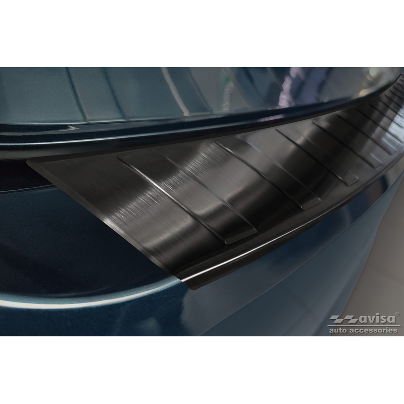 Protection de seuil arrière inox noir sur mesure pour Skoda Octavia IV Liftback 2020-2024 & FL 2024- 'Ribs'