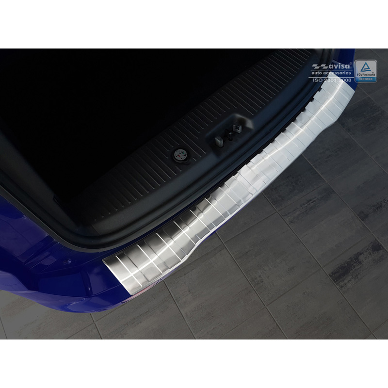 Protection de seuil arrière inox sur mesure pour Ford Tourneo Courier/Transit Courier 2014- 'Ribs'