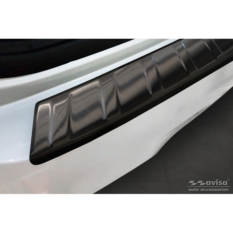 Protection de seuil arrière inox noir sur mesure pour BMW X3 G01 Paquet M 2017-2021 & Facelift 2021- 'Ribs'