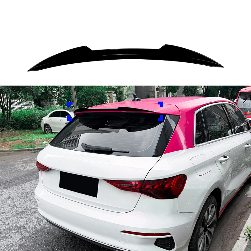 Becquet de toit (Spoiler Cap) sur mesure pour Audi A3 (8Y) Sportback 2020-2024 & FL 2025- (ABS Noir Luisant)