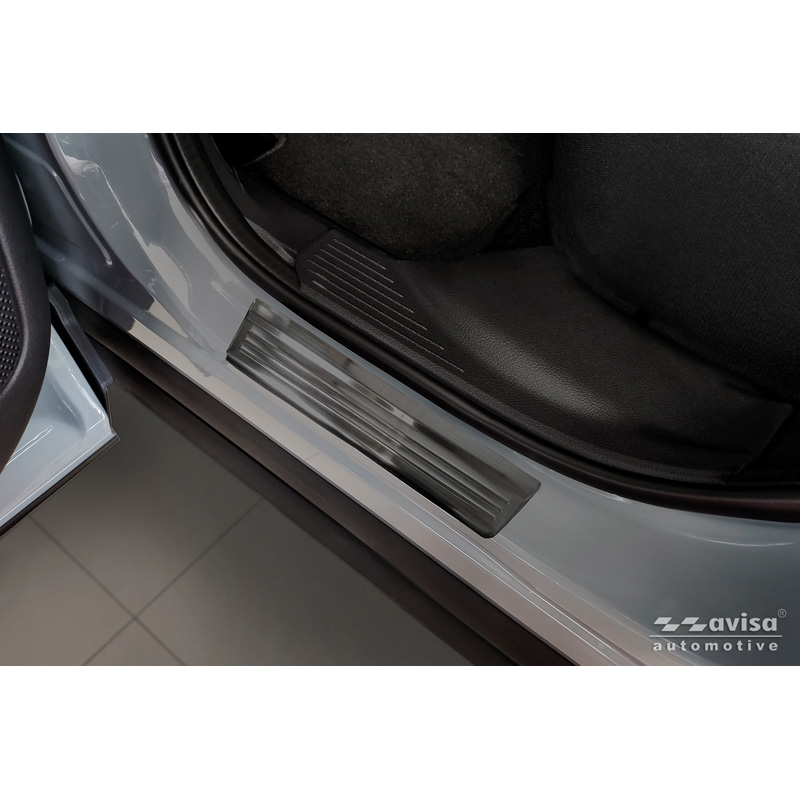 Avisa Seuils de portes inox noir sur mesure pour Nissan Qashqai III 2021-2024 & Facelift 2024- - 'Lines' - 4-pièces