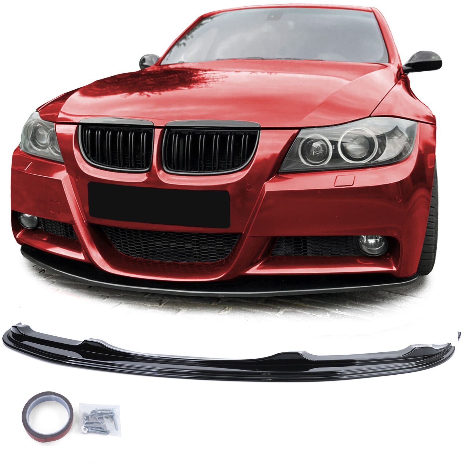 Voorspoiler BMW 3 Series E90 E91 (2004-2008) Glans Zwart