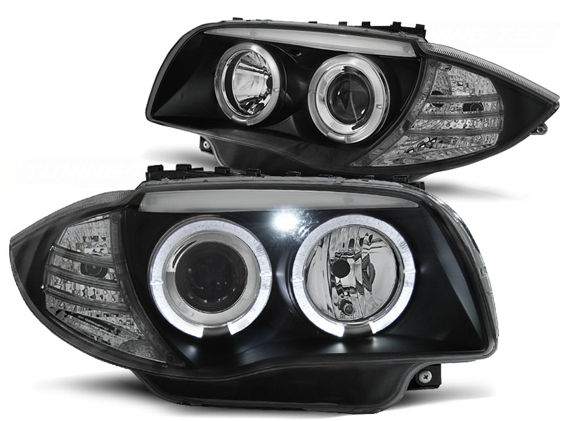 Phares BMW 1 Serie E87 Angel Eyes noire