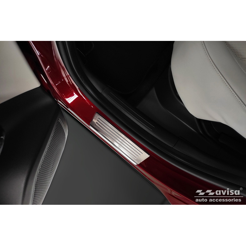 Seuils de portes inoxydable sur mesure pour Hyundai Tucson (NX4E) 2020-2024 & Facelift 2024- 'Lines' - 2-pièces (portes arrières)