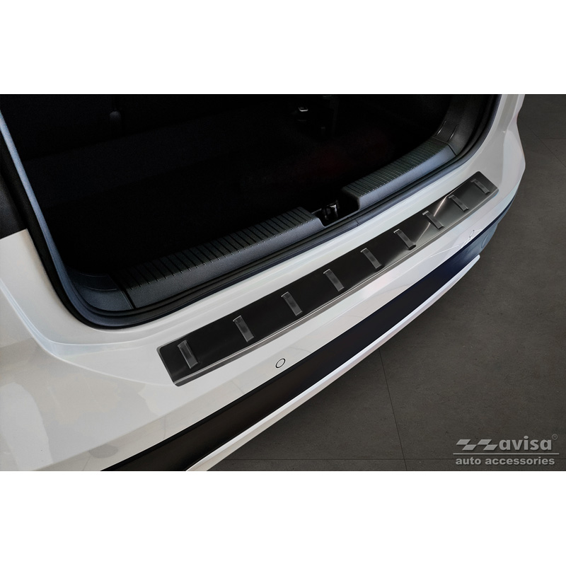 Protection de seuil arrière inox noir sur mesure pour Volkswagen T-Cross 2019-2024 & FL 2024- 'STRONG EDITION'